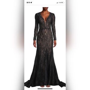 MacDuggal Beaded Illusion Gown Dress